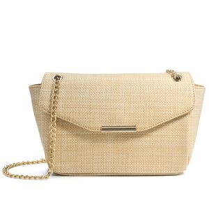 7043 Straw Cross body Bag Raffia Flap Chain Shoulder Handbag Small Satchel